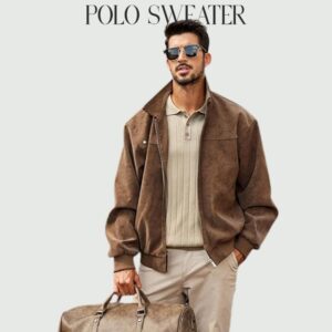 COOFANDY Mens Knit Polo Sweater