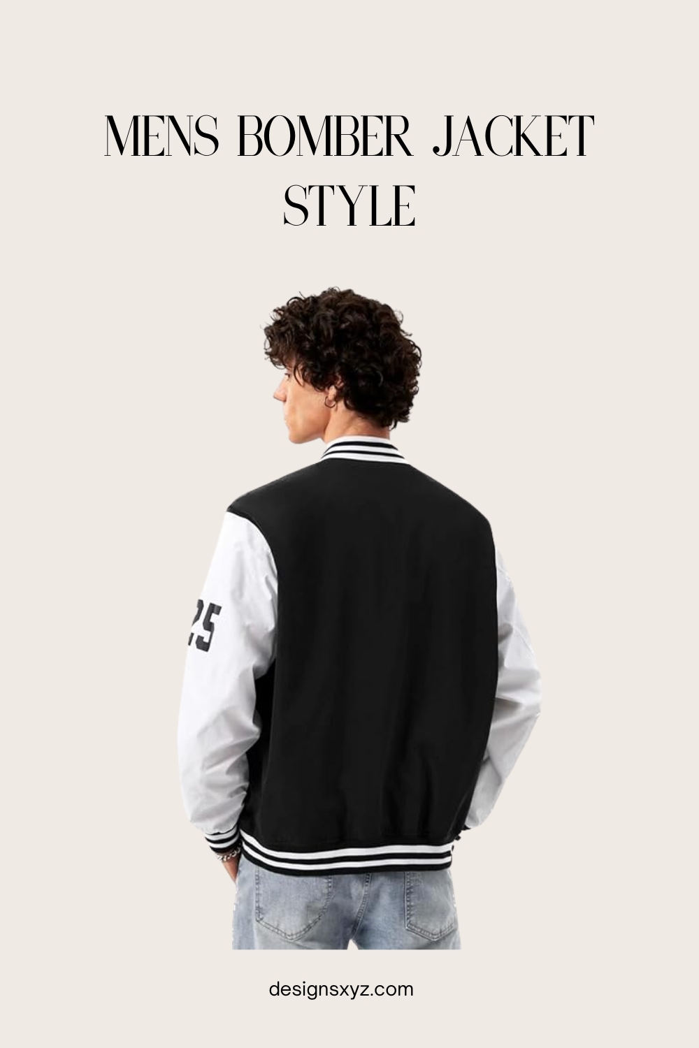 Mens Bomber Jacket Baseball Style - Image 2