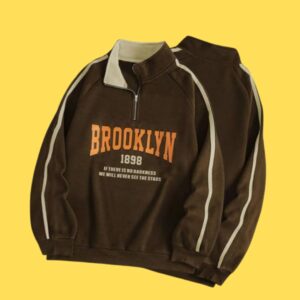 Imsa Moda Mens Collar Chain Cotton Fleece Sweatshirt