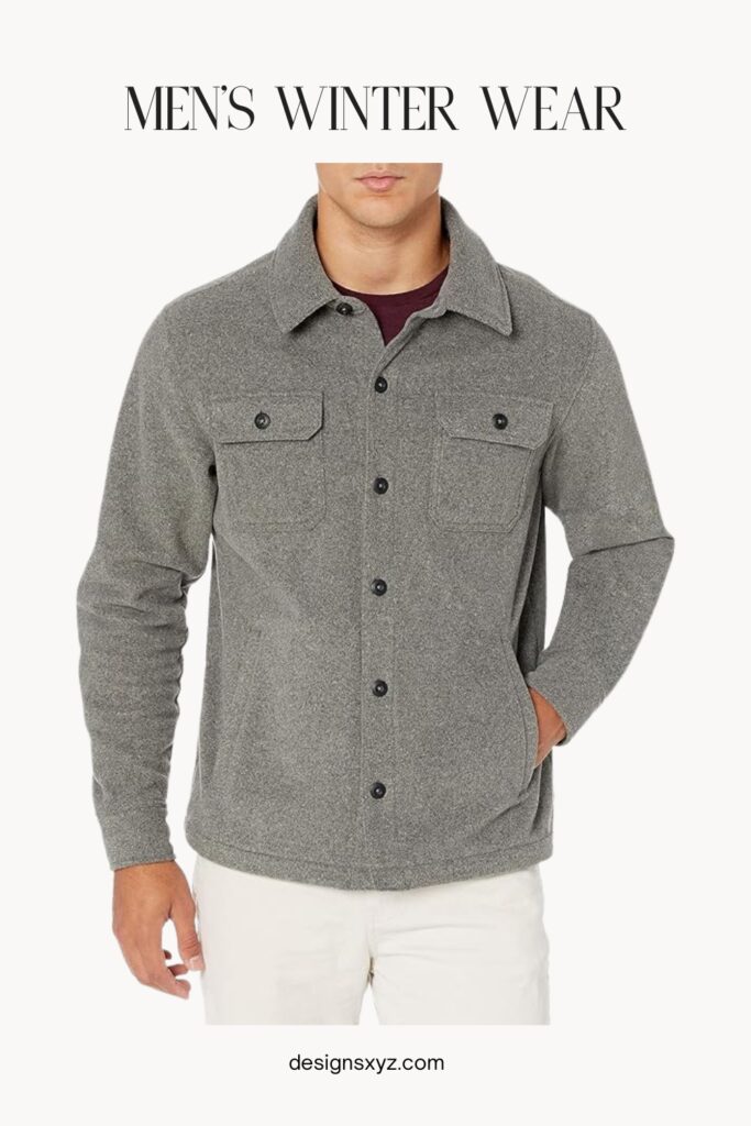 Amazon Essentials Men’s Long-Sleeve Polar Fleece Shirt Jacket – Warm Winter Button-Up